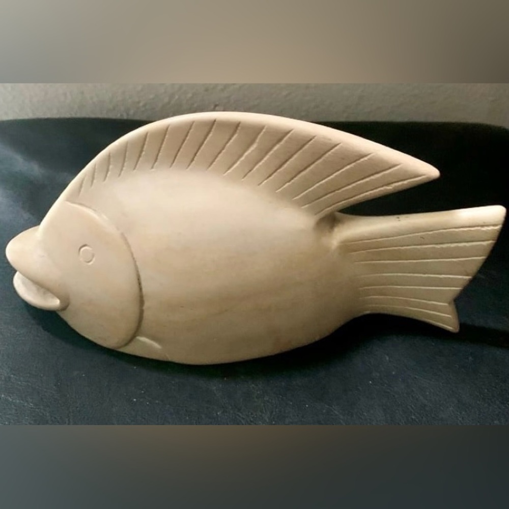 Vintage Kenya Fish  soapstone  statue